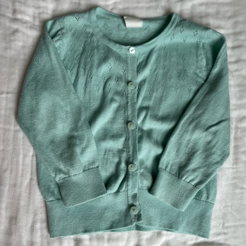 H&M Mint Green Eyelet Knit Cardigan